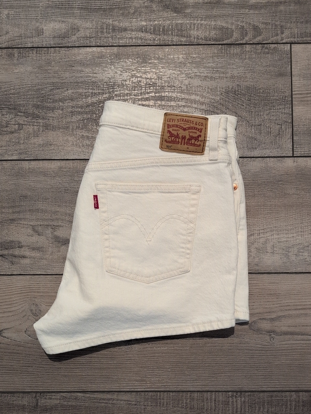 Levi's Women's White High-Rise Denim Shorts